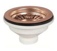 Schläfer 439729 | Bonde d'échappement pour évier de cuisine type panier en PVD, couleur cuivre, sans trop plein, avec raccord de 1"1/2 et trou de Ø 90 mm, bonde Ø 114 mm"}