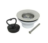 Schläfer 439801 | Bonde à panier Ø80 mm en inox - évacuation universelle 1"1/2 pour évier de cuisine ou lavabo, avec bouchon et panier, installation facile, Made in Italy