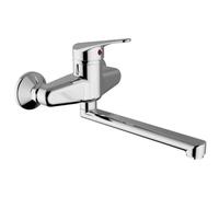Schläfer 480110 | Mitigeur d'évier mural Start Chrome avec bec pivotant, Convient pour la cuisine, la salle de bain, la blanchisserie, Robinet mural excentrique en forme de S - trous int. 15/17 cm