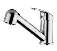 Schläfer 5004014 | Mitigeur en laiton avec douchette coulissante pour la cuisine ou la blanchisserie, bec pivotant à 360° Robinet monocommande pour évier ou évier avec douchette à 2 jets, chrome