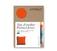 schlafgut Knitted Jersey Housse de Coussin - 40x40 cm, mélange de Coton Organique et élasthanne pour Une Tenue sans Plis, Fermeture à glissière cachée, climatefriendly, Red Mid