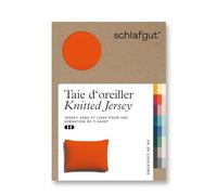 schlafgut Knitted Jersey Housse de Coussin - 60x80 cm, mélange de Coton Organique et élasthanne pour Une Tenue sans Plis, Fermeture à glissière cachée, climatefriendly, Red Mid