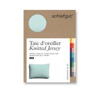 schlafgut Knitted Jersey Housse de Coussin - 60x80 cm, mélange de Coton Organique et élasthanne pour Une Tenue sans Plis, Fermeture à glissière cachée, climatefriendly, Petrol Mid