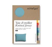 schlafgut Knitted Jersey Housse de Coussin - 70x90 cm, mélange de Coton Organique et élasthanne pour Une Tenue sans Plis, Fermeture à glissière cachée, climatefriendly, Petrol Deep