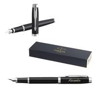 Schmalz Parker IM Core Stylo à plume, avec gravure, de qualité supérieure, boîte cadeau, encre bleue, cadeau personnalisé, nom, stylo, anniversaire, idée cadeau, noir mat