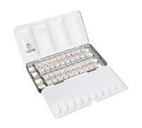 Schmincke Akademie Boîte de peinture compacte pour aquarelle, boîte en métal, 40 x 1/2 godets, 75 140 097, gamme complète, teintes résistantes à la lumière, peintures aquarelles fines pour artistes