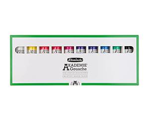 Schmincke - AKADEMIE® Gouache fine pour artistes, 10 tubes en 60 ml, 72 210 097, dans un coffret en carton, couleurs opaques, mates et intenses, haute résistance à la lumière.