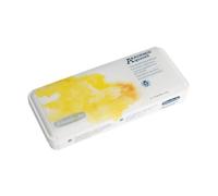 Schmincke AKADEMIE® Lot de 9 boîtes de peinture aquarelle en plastique, assortiment de base 9 x 1/2 godets, 75 790 097, boîte en métal, couleurs résistantes à la lumière, peintures aquarelles fines
