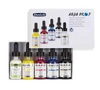 Schmincke - AQUA DROP, aquarelle liquide, très résistante à la lumière, 5 x 30 ml couleurs primaires + Blanc Opaque, 78 005 097, pour la peinture à l'aquarelle, la calligraphie, le lettrage à la main