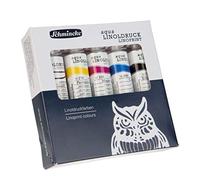 Schmincke - aqua-LINOGRAVURE, set d'impression linoléum avec 5 tubes en 20 ml, 82 005 097, les encres extra-fines pour linoléum, contours nets, impression régulière, couleurs brillantes, meilleure résistance à la lumière.