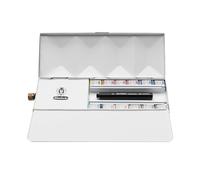 Schmincke Horadam Aquarell 74 659 097 Boîte en métal 12 1/2 bols | Avec réservoir d'eau et pinceau de voyage