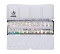 Schmincke - HORADAM® AQUARELL, coffret avec 24 nuances aquarelles extra-fines, 74424097, coffret en métal, 24 x 1/2 godets