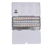 Schmincke - HORADAM® AQUARELL, coffret avec 36 nuances aquarelles extra-fines, 74436097, coffret en métal, 36 x 1/2 godet plus espace pour 12 1/2 godets supplémentaires