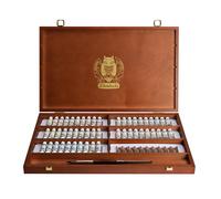 Schmincke - HORADAM® AQUARELL, élégant coffret en bois avec 50 tubes de 5 ml de peinture à l'aquarelle super granulaire, les plus fines peintures à l'aquarelle pour artistes, 74 661 097