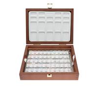 Schmincke Horadam Aquarell Lot de 50 aquarelles en Godet avec étui en bois, couleurs super granulées, demi-godet
