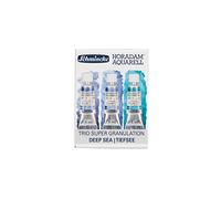 Schmincke - HORADAM® AQUARELL, Super Granulation Trio Eau Profonde, Tubes de 5 ml, 74 614 097, kit de carton, très forte granulation, couleurs aquarelles fines, super granulantes