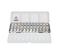 Schmincke - HORADAM GOUACHE Boîte de couleur compacte en métal avec 12 couleurs gouaches fines et puissantes en tubes de 5 ml, 72716097, kit de peinture