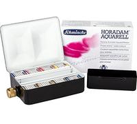 Schmincke - HORADAM® AQUARELL, Petit Coffret avec 8 Nuances aquarelles Extra-Fines Plus réservoir d'eau, 74 408 097, Coffret en métal, boîte de Voyage, 8 x 1/2 Godets, Urban Sketching