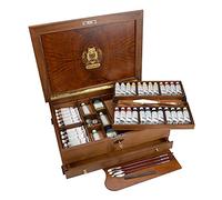 Schmincke - MUSSINI® - couleurs extra-fines à l'huile et résine pour artistes, Coffret en bois précieux, 36 x 35 ml, 70 151 097, avec nombreux accessoires : 5 médiums pour l'huile, couteau à peindre, fusain à dessiner, 3 pinceaux daVinci, etc.