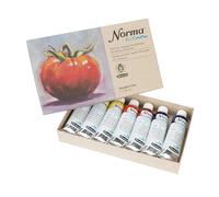 Schmincke Norma® Blue 71 751097 Lot de 7 boîtes en carton de 35 ml - Très pigmentées, résistantes à la lumière, les plus fines peintures à l'huile d'artiste aquarellables - Végétalien - Faible odeur