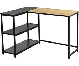 SchmitBureau d'angle t - 110x80x76cm - avec rangement -Reproduction chêne/noir