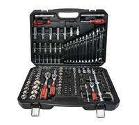 Schmith Kit d'Outils dans une Malette ouille, Embouts, Cliquet 72 Dents et Accessoires - 1/4” 1/2” 3/8" - Coffret de Douilles - 222 Pièces