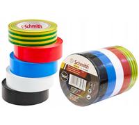 Schmith® Lot de 5 rubans isolants, adhésifs, en PVC, pour électricien, 10 m d'épaisseur