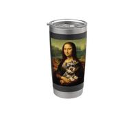 Schnauzer Mona Lisa - Maman Schnauzer Lover Schnauzer Gobelet isotherme en acier inoxydable double paroi