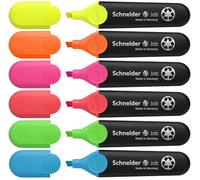Schneider 115096 Pochette de 6 surligneurs Jaune/Orange/Rose/Vert/Rouge/Bleu