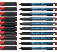 Schneider 222 Lot de 10 marqueurs permanents rechargeables F 0,7 mm avec encre Cap Off (Rouge) (Import Royaume Uni)