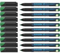 Schneider 222 Lot de 10 marqueurs permanents rechargeables F 0,7 mm avec encre Cap Off (Vert) (Import Royaume Uni)