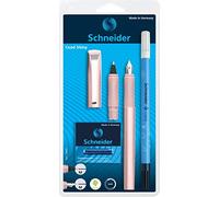 Schneider 74869 Ceod Shiny Kit d'écriture avec stylo plume, stylo roller, effaceur d'encre, pour droitiers et gauchers, plume M, avec cartouches d'encre bleu roi, couleur rose vif