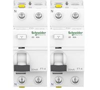 Schneider A9Z21240 Disjoncteur différentiel iID, 2P, 40A, 30mA Type A, Blanc (Lot de 2)
