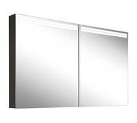 Schneider ARANGA TW Armoire de toilette avec éclairage, 2 portes, 1295x120x700mm, bandeaux lumineux en haut, 160.530.01.41, Exécution: norme CH/corps noir mat, paroi arrière réfléchissante