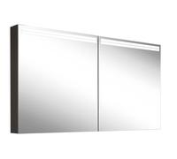 Schneider ARANGA TW Armoire de toilette avec éclairage, 2 portes, 1395x120x700mm, bandeaux lumineux en haut, 160.540.02.41, Exécution: norme UE/corps noir mat, paroi arrière réfléchissante