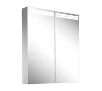 Schneider ARANGA TW Armoire de toilette avec éclairage, 2 portes, 595x120x700mm, bandeaux lumineux en haut, 160.460.01.50, Exécution: norme CH/corps argent anodisÃ©
