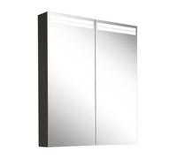 Schneider ARANGA TW Armoire de toilette avec éclairage, 2 portes, 695x120x700mm, bandeaux lumineux en haut, 160.470.01.41, Exécution: norme CH/corps noir mat, paroi arrière réfléchissante