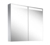 Schneider ARANGA TW Armoire de toilette avec éclairage, 2 portes, 795x120x700mm, bandeaux lumineux en haut, 160.480.01.50, Exécution: norme CH/corps argent anodisÃ©