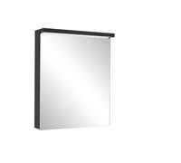 Schneider BORDO TW Armoire de toilette avec éclairage LED, 1 porte butoir réversible, prise à droite, 59,5x72,6x17,8cm, 188.062.02.41, Exécution: norme UE/corps noir mat, paroi arrière réfléchissante