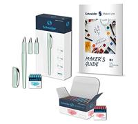 Schneider Callissima 399457 Kit de calligraphie Menthe (stylo à plume avec 3 largeurs de plume, 66 cartouches pastel, guide de lettrage à la main), 70 pièces