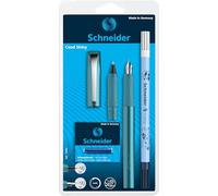 Schneider Ceod Shiny 74864 Kit d'écriture avec stylo, stylo roller, effaceur d'encre, pour droitiers et gauchers, plume M, avec cartouches d'encre bleu roi, bleu sarcelle