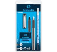 Schneider Ceod Shiny Set d'écriture avec stylo-plume, stylo roller, effaceur d'encre (droitiers et gauchers, plume M, cartouches d'encre bleu roi) Lot de 9 pièces, graphite