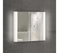 Schneider EASY LED Armoire de toilette avec éclairage LED, 2 portes à double miroir, 80x70x14cm, 175.080.02.0201, Exécution: norme UE/corps blanc/3000K