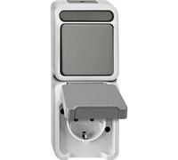 Schneider Electric 1 pièce complète Combinaison interrupteur/prise AQUASTAR gris clair 4922833 (4922833)