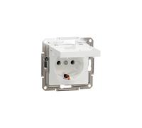 Schneider Electric Asfora EPH3170121D Prise Schuko avec couvercle à charnière, 2 pôles + E, encastrée, bornes à vis, 16 A, blanc