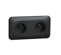 Schneider Electric - Bloc 2 prises 2P+T 16A anthracite horizontale entraxe 71mm complete avec support et plaque série Ovalis
