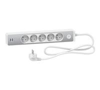 Schneider Electric - Bloc multiprise 5 prises 2P+T + 2 USB - Blanc et alu - Schneider Blanc G