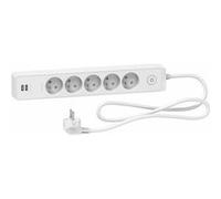 Schneider Electric - Bloc multiprise 5 prises 2P+T + 2 USB - Blanc - Schneider Blanc G