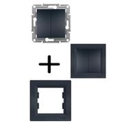 Schneider Electric EPH0300171 Interrupteur mural 2 voies Noir ON-OFF Bouton poussoir