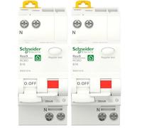 Schneider Electric FI LS RESI9 1P+N 16A B 30MA TYP A 6KA R9D01616 Gris (Lot de 2)
